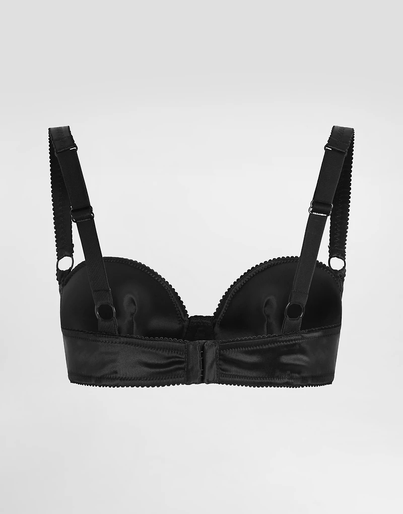 Satin balconette bra with conical cups
