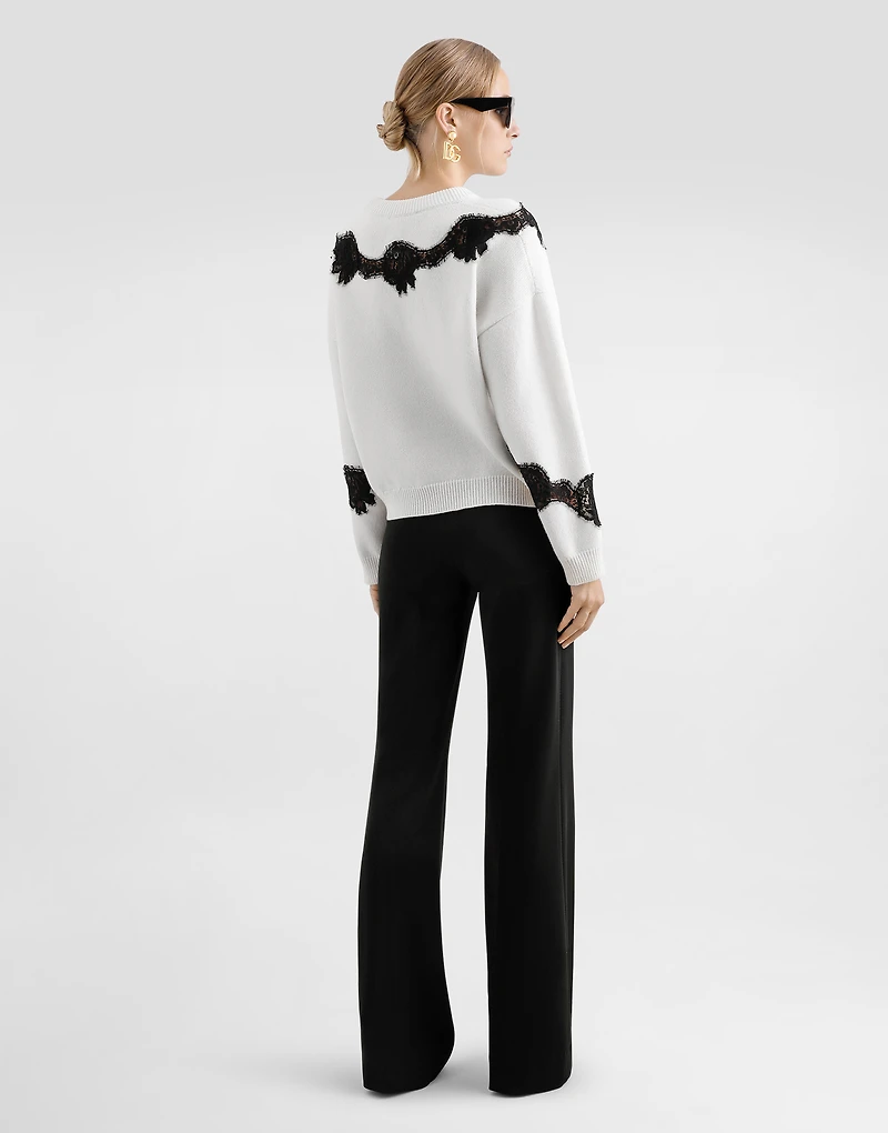 Flared jersey Milano rib pants