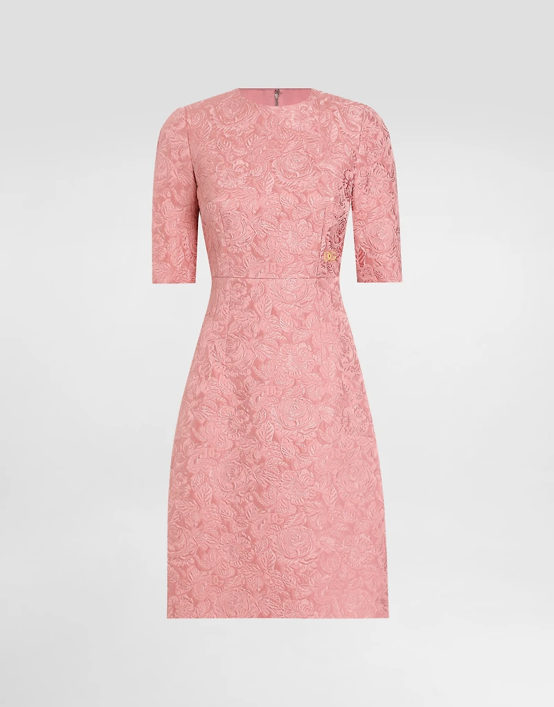 Fit-and-flare midi dress floral jacquard