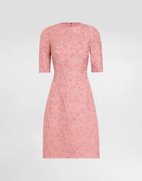 Fit-and-flare midi dress floral jacquard