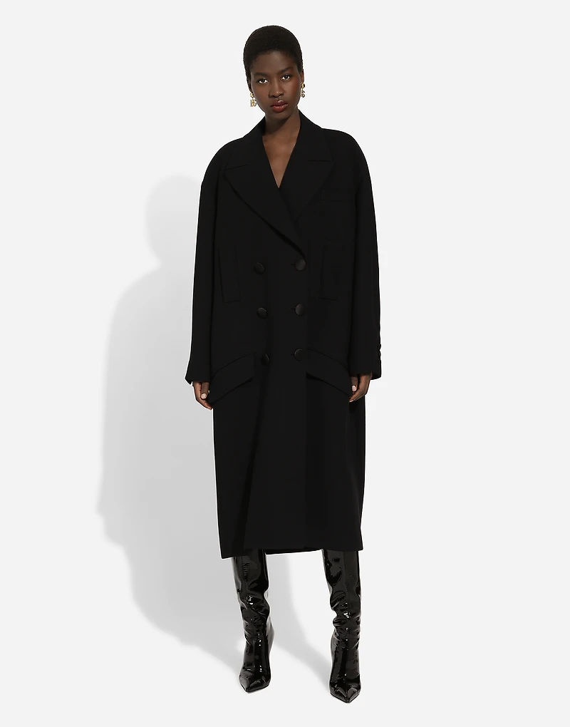Oversize coat double wool crepe