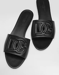 Calfskin slides with DG Millennials logo