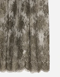 Calf-length one-shoulder lamé Chantilly lace dress