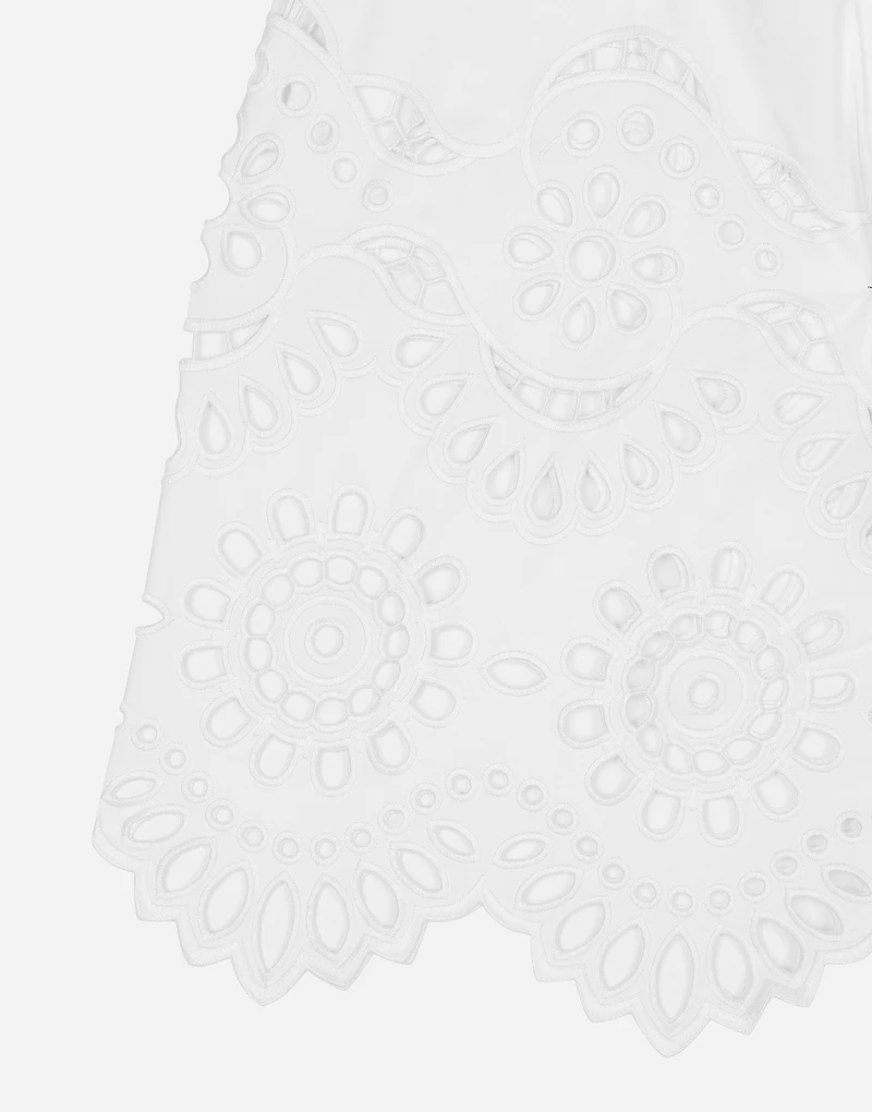 Cotton midi circle skirt with cut-out detailing