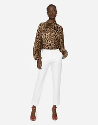 Leopard-print chiffon shirt