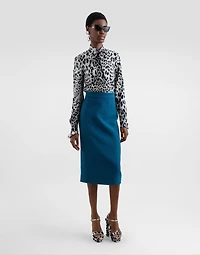 Leopard-print charmeuse shirt with pussy-bow