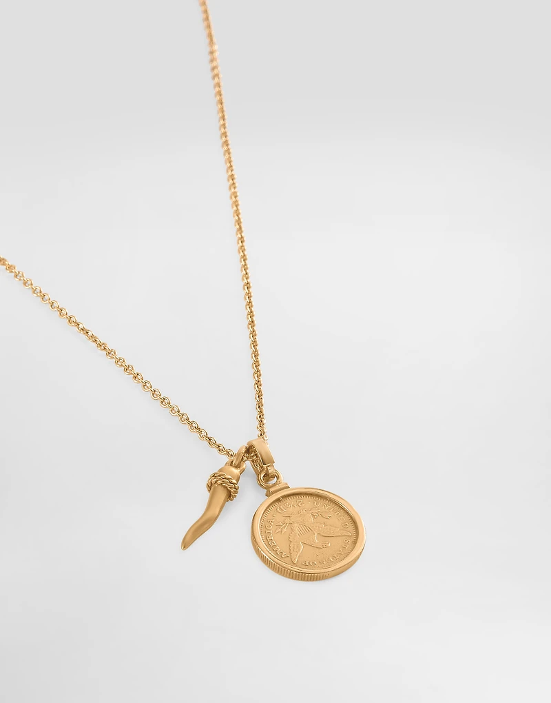 Necklace with medal and horn