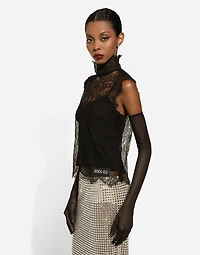 Sleeveless Chantilly lace top