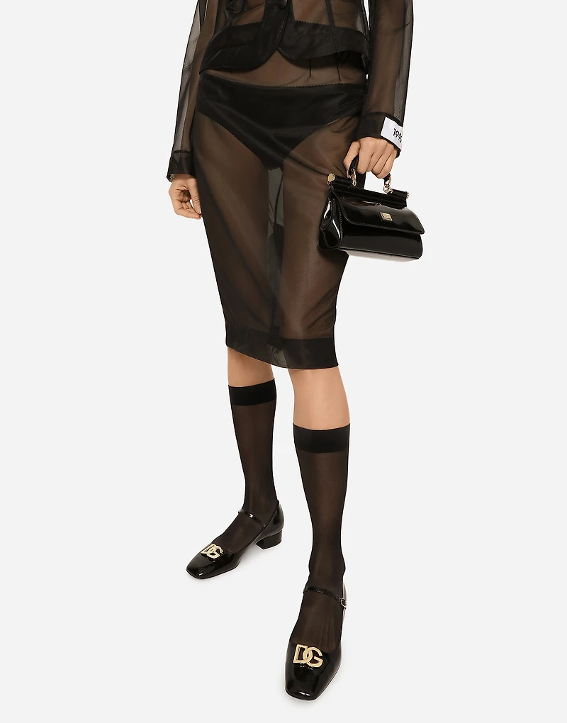 Marquisette midi pencil skirt