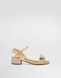 Satin sandals with glittery polka-dots and rhinestones