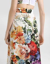 Flower bouquet-print skirt
