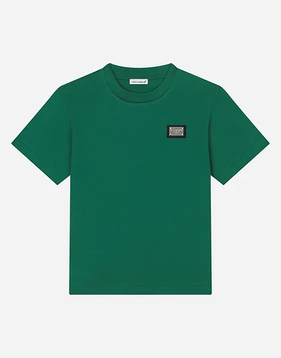 Jersey T-shirt with logo tag