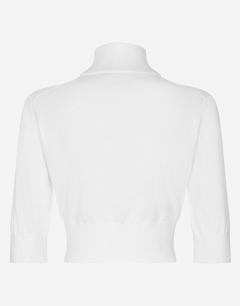 Cotton and silk cropped sweater
