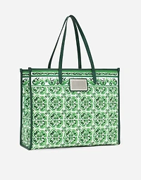 Large canvas shopper with majolica print