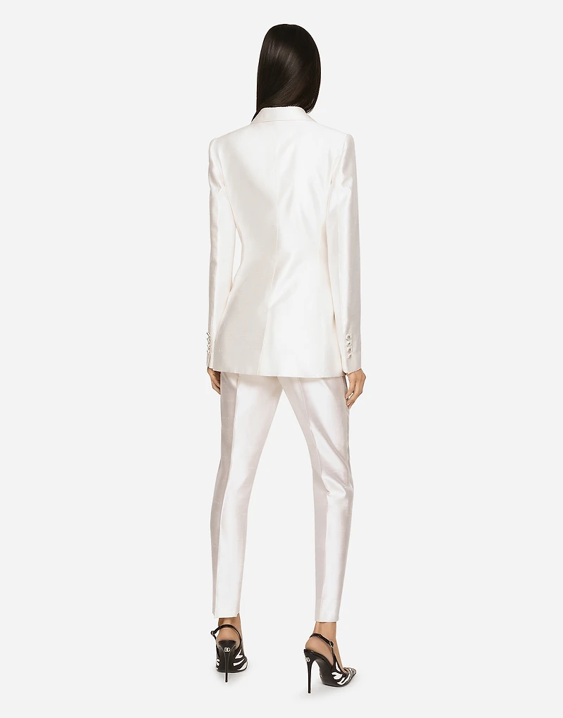 Double-breasted shantung Turlington blazer