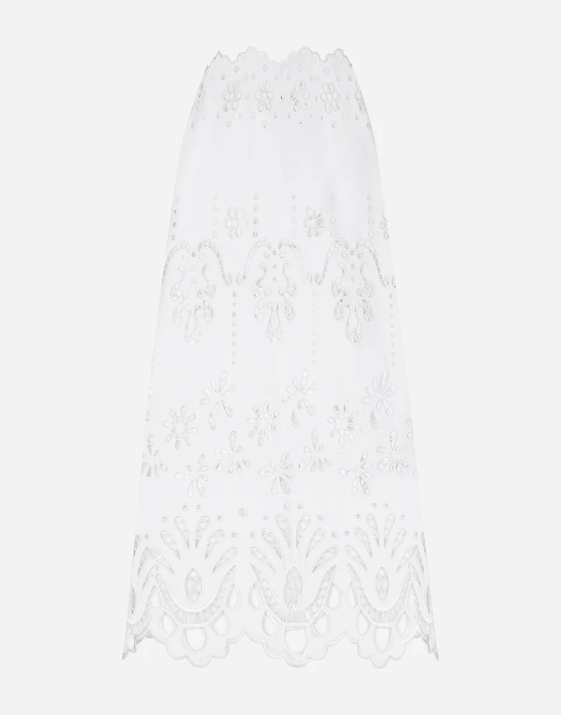 Cotton calf-length skirt with cut-out detailing