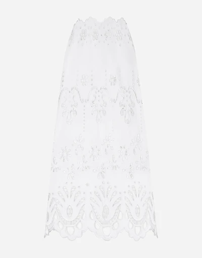 Cotton calf-length skirt with cut-out detailing