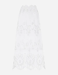 Cotton calf-length skirt with cut-out detailing