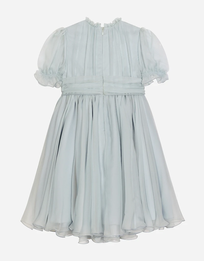Chiffon dress with 3D flowers