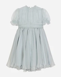 Chiffon dress with 3D flowers