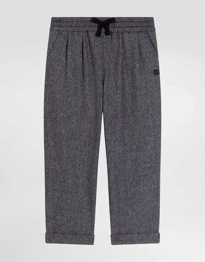 Wool blend herringbone trousers