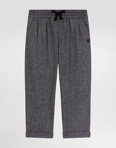 Wool blend herringbone trousers