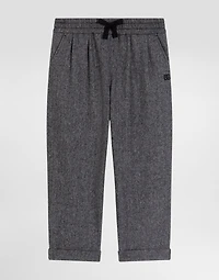 Wool blend herringbone trousers