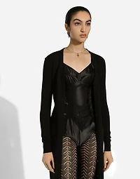 Long stretch viscose knit cardigan with DG logo