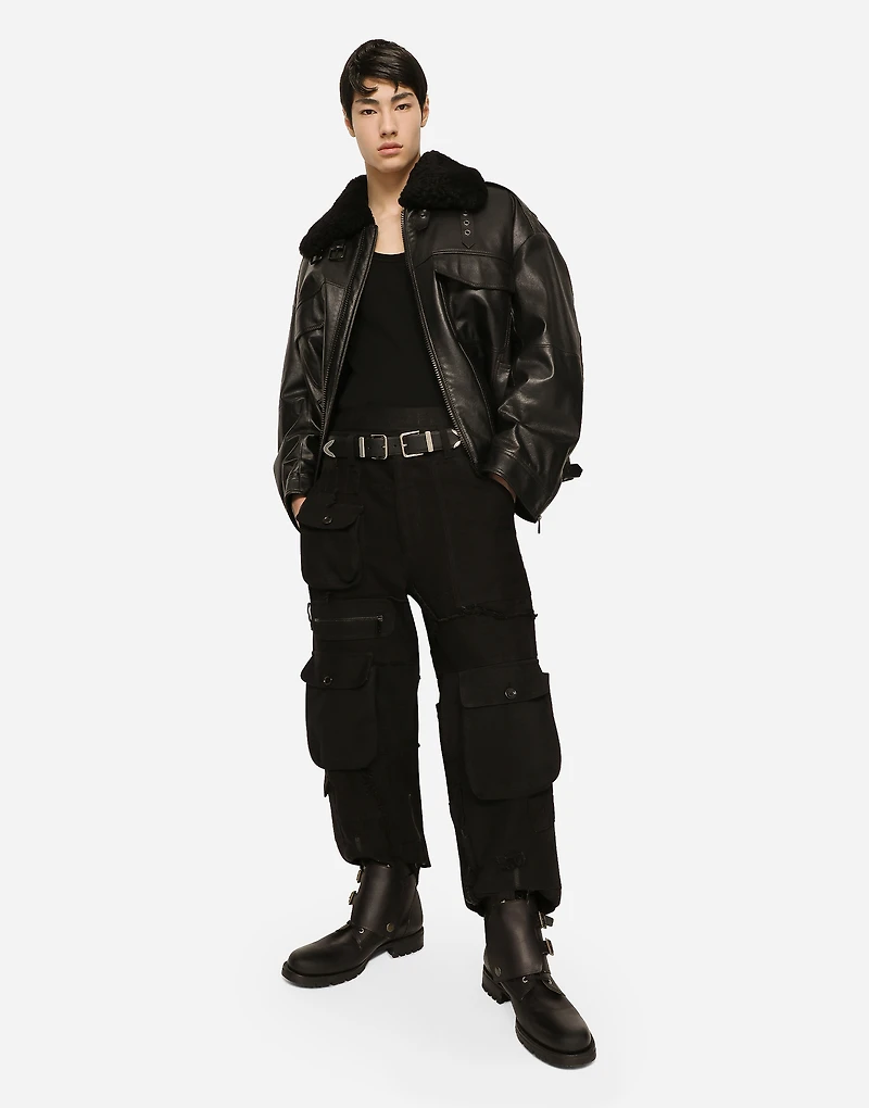 Bullskin jacket with shearling details