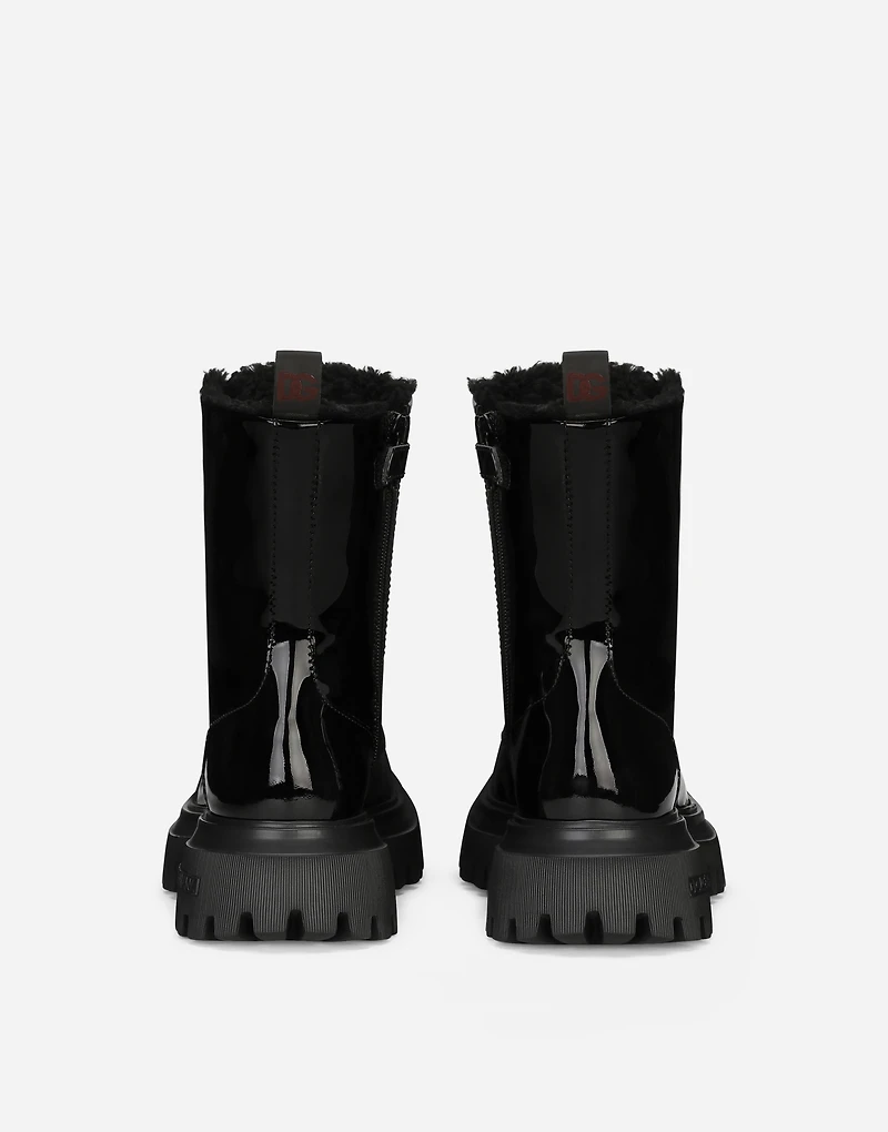 Patent leather ankle boots