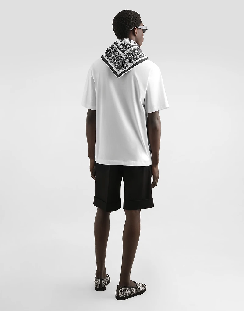 Scarf detail cotton t-shirt