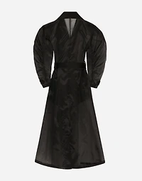 Technical organza trench coat with gathered sleeves