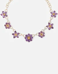 Spring Necklace 18 carat yellow gold, amethysts, citrines and sapphires