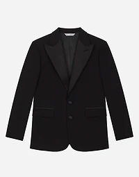 Single-breasted woolen jacket with duchesse inserts
