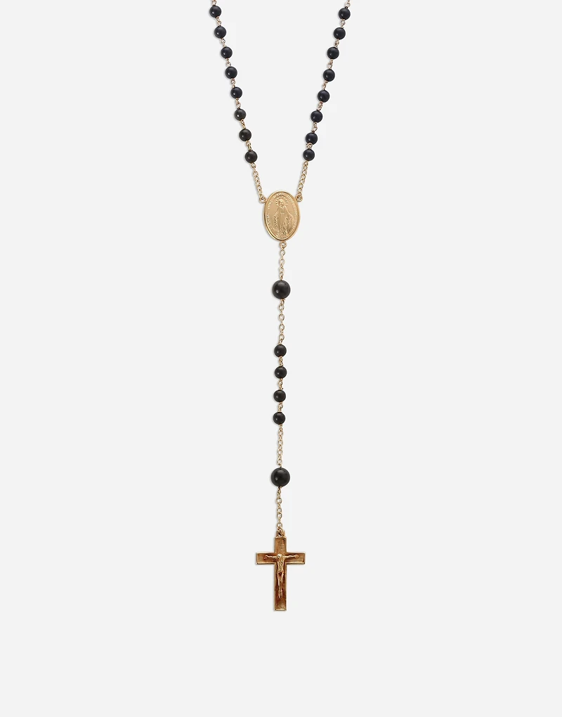  Sicily Rosary Necklace 18-carat yellow gold and black jades