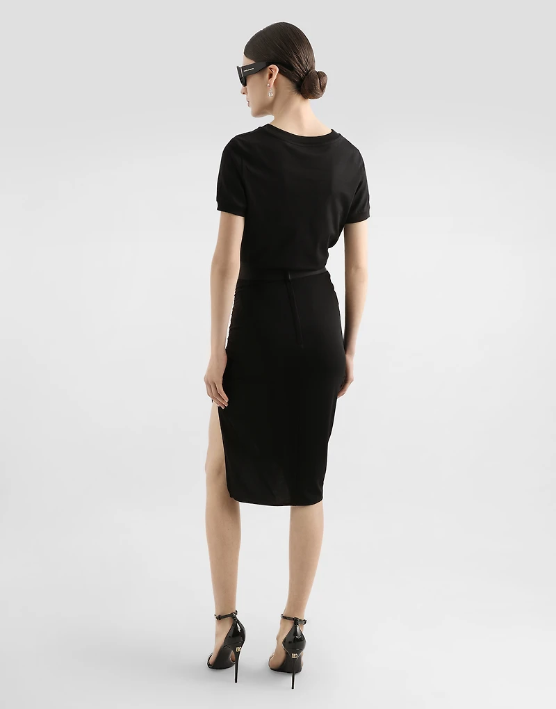 Asymmetrical jersey skirt with draping