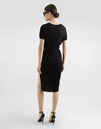 Asymmetrical jersey skirt with draping