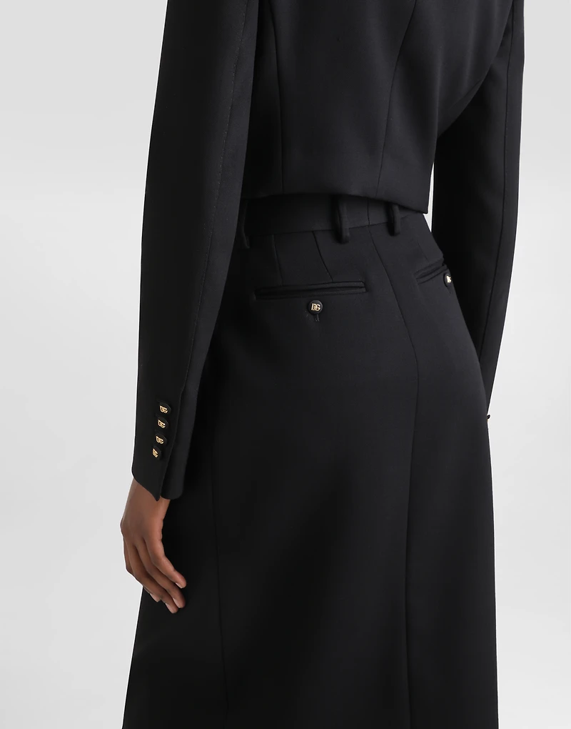 Wool calf-length pencil skirt