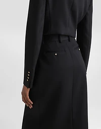 Wool calf-length pencil skirt