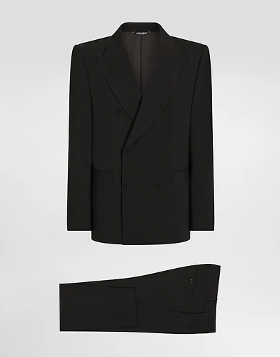 Double-breasted stretch wool Sicilia-fit suit