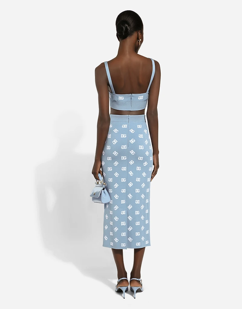 Viscose pencil skirt with jacquard DG logo