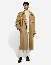 Double-breasted cotton trench coat