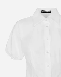 Cotton poplin shirt with puff sleeves