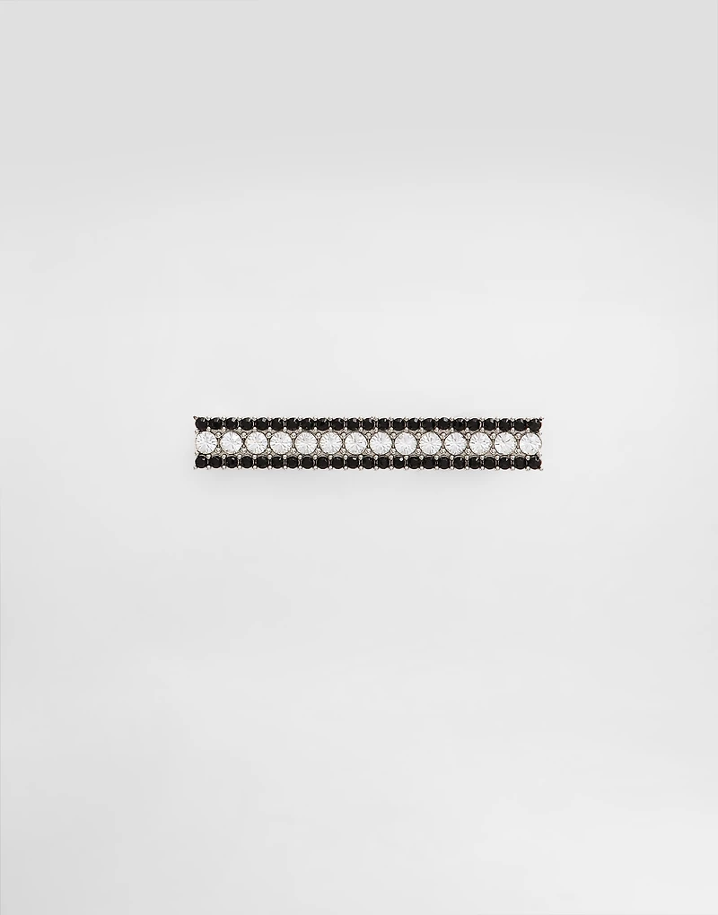 Metal rhinestone-detailed tie clip