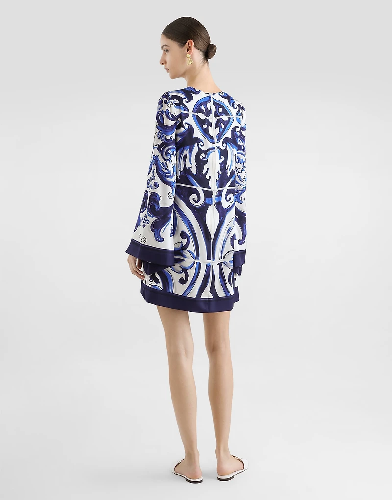 Majolica-print charmeuse dress