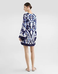 Majolica-print charmeuse dress