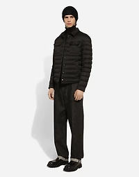 Padded satin jacket with shirt collar