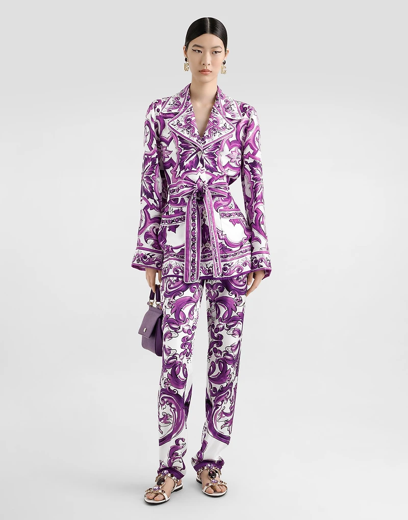 Majolica-print twill shirt