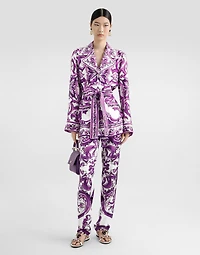 Majolica-print twill shirt