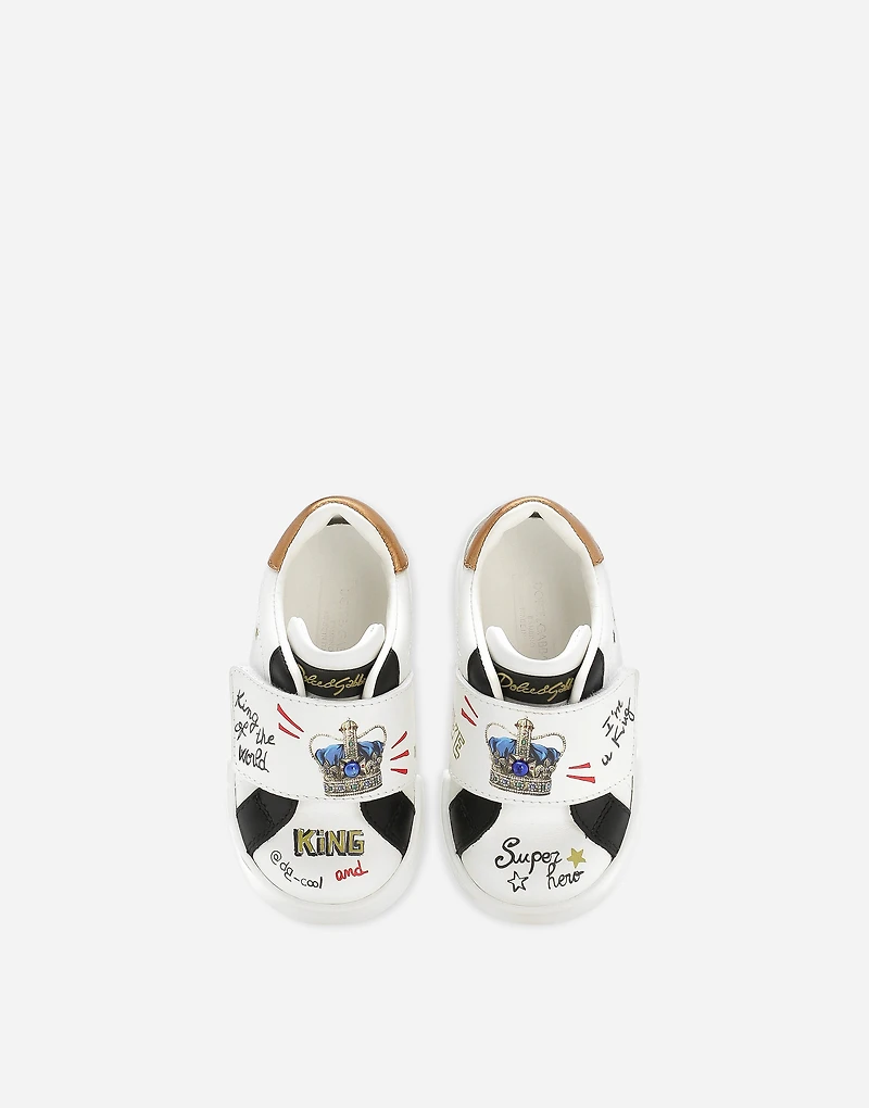 Printed calfskin Portofino sneakers